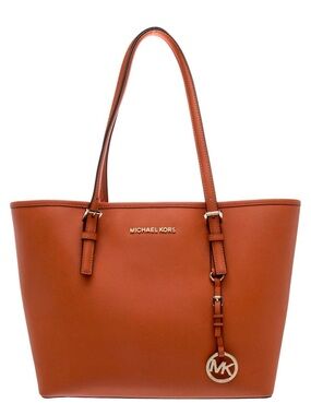 Michael Kors Tan Leather Saffiano Tote with Gold Hardware